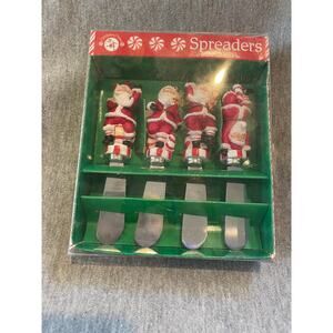 NWT Vtg. 2003 Boston Warehouse Peppermint Parade Santa Spreaders Set of 4